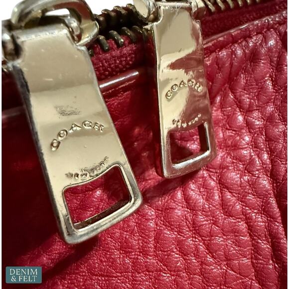 Coach Red Pebbled Leather Hobo Shoulder Bag w/ Crossbody Strap Gold Hardware - Picture 15 of 16